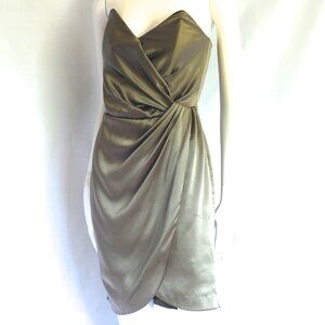 Reiss Silk Mocha Strapless Dress